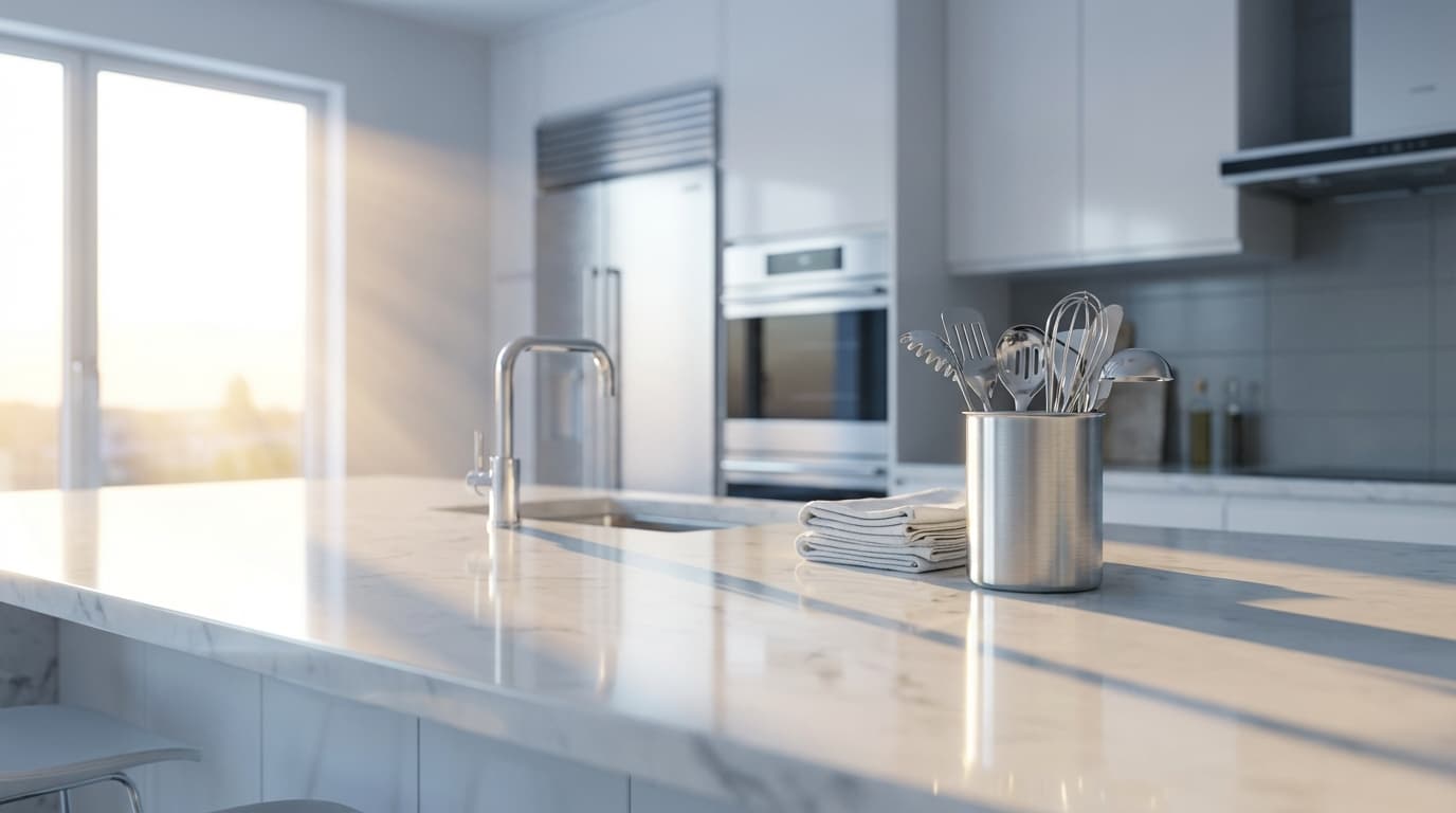 Bright, clean residential home interior with organized furniture and spotless hardwood floors